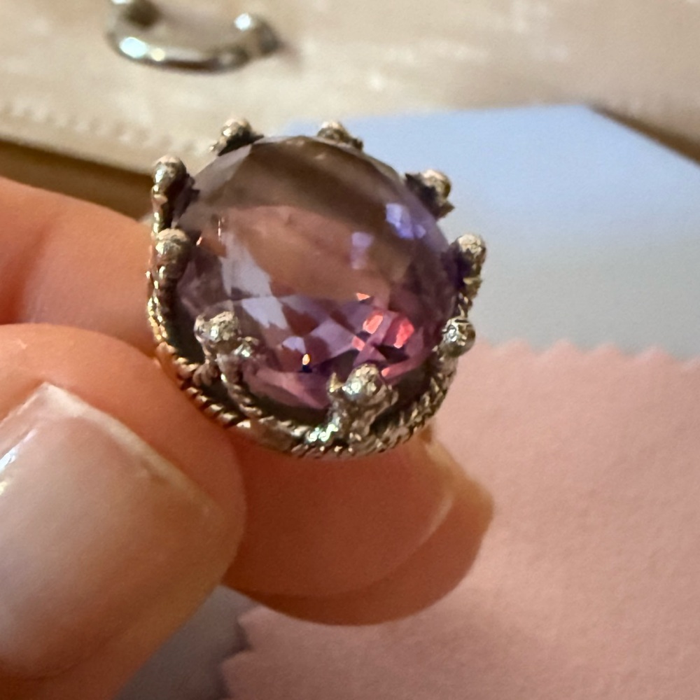 Sterling silver faceted amethyst ring size 6 - Picture 4 of 5